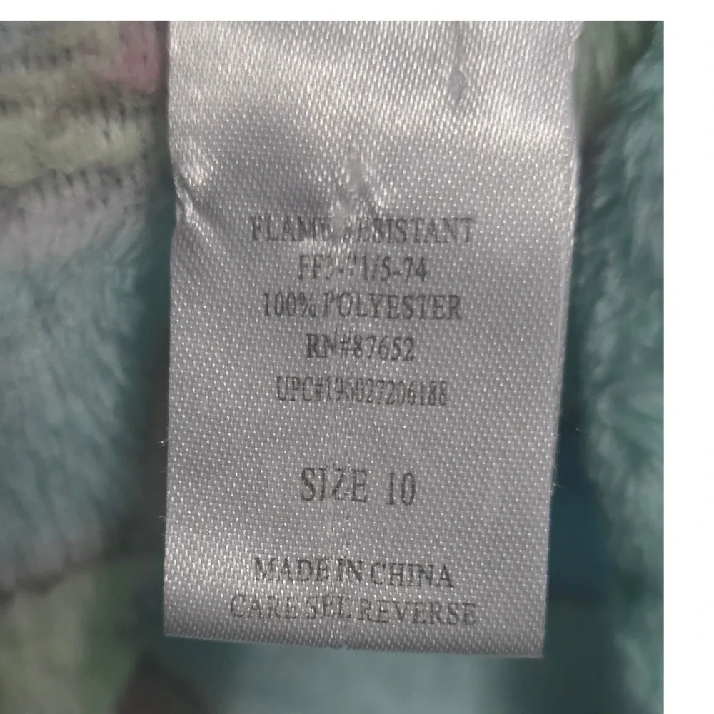 Star Wars Grogu Baby Yoda Teal Fleece Bathrobe Girls Size 10 Macaron Print‎ Robe